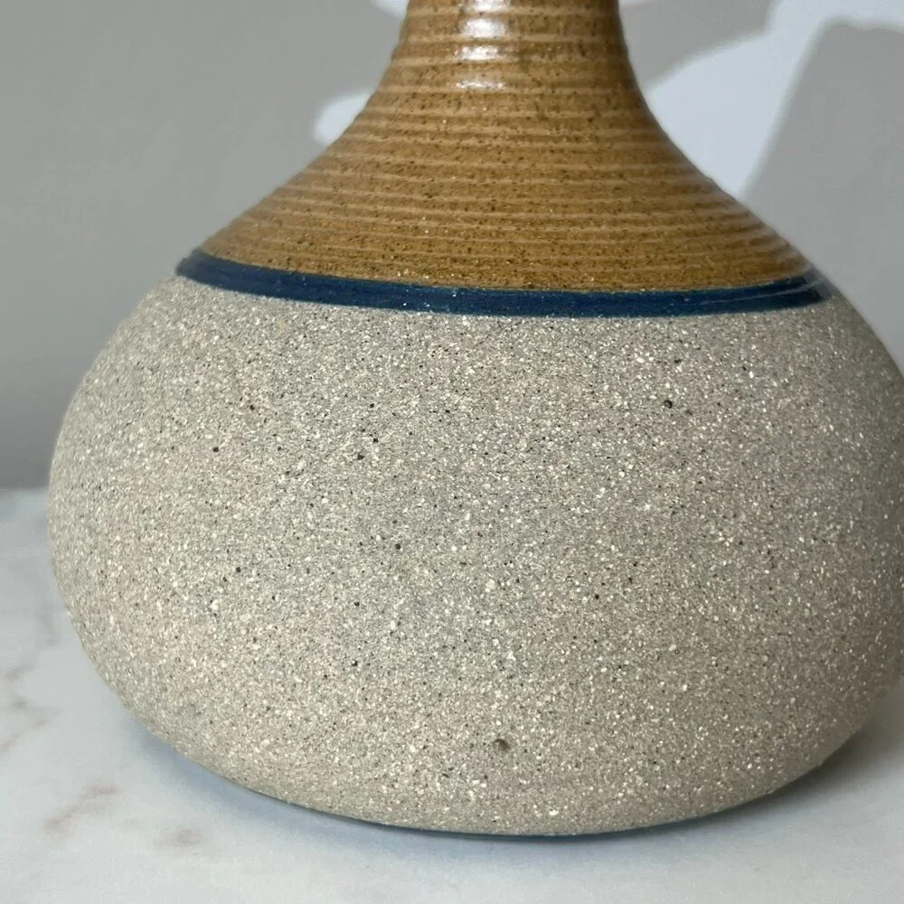 Vintage Tecpatl Art Pottery Mexican Bud Vase Blue Butterfly 6